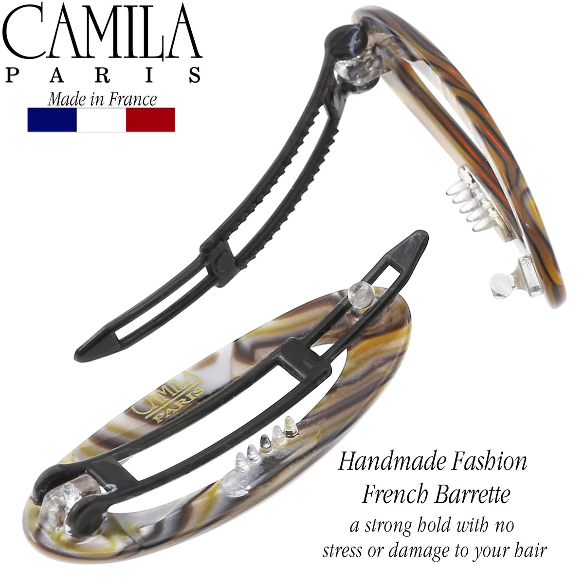 Camila Paris barrette in hair half-up style adding polished everyday hold
