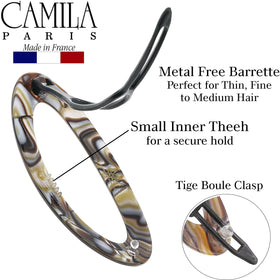 Camila Paris side profile showing glossy onyx finish and slim silhouette