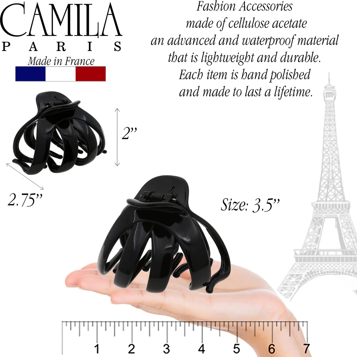 Camila Paris close-up of octopus prongs locking thick hair smoothly