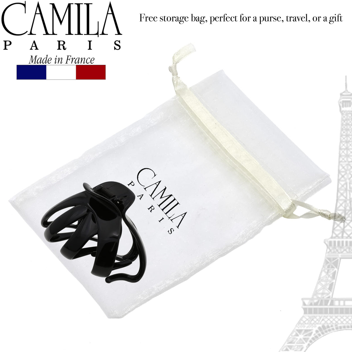 Camila Paris holding a half-up hairstyle for quick everyday styling