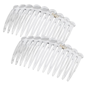 Camila Paris front view of clear side combs showing elegant finish and secure hold
