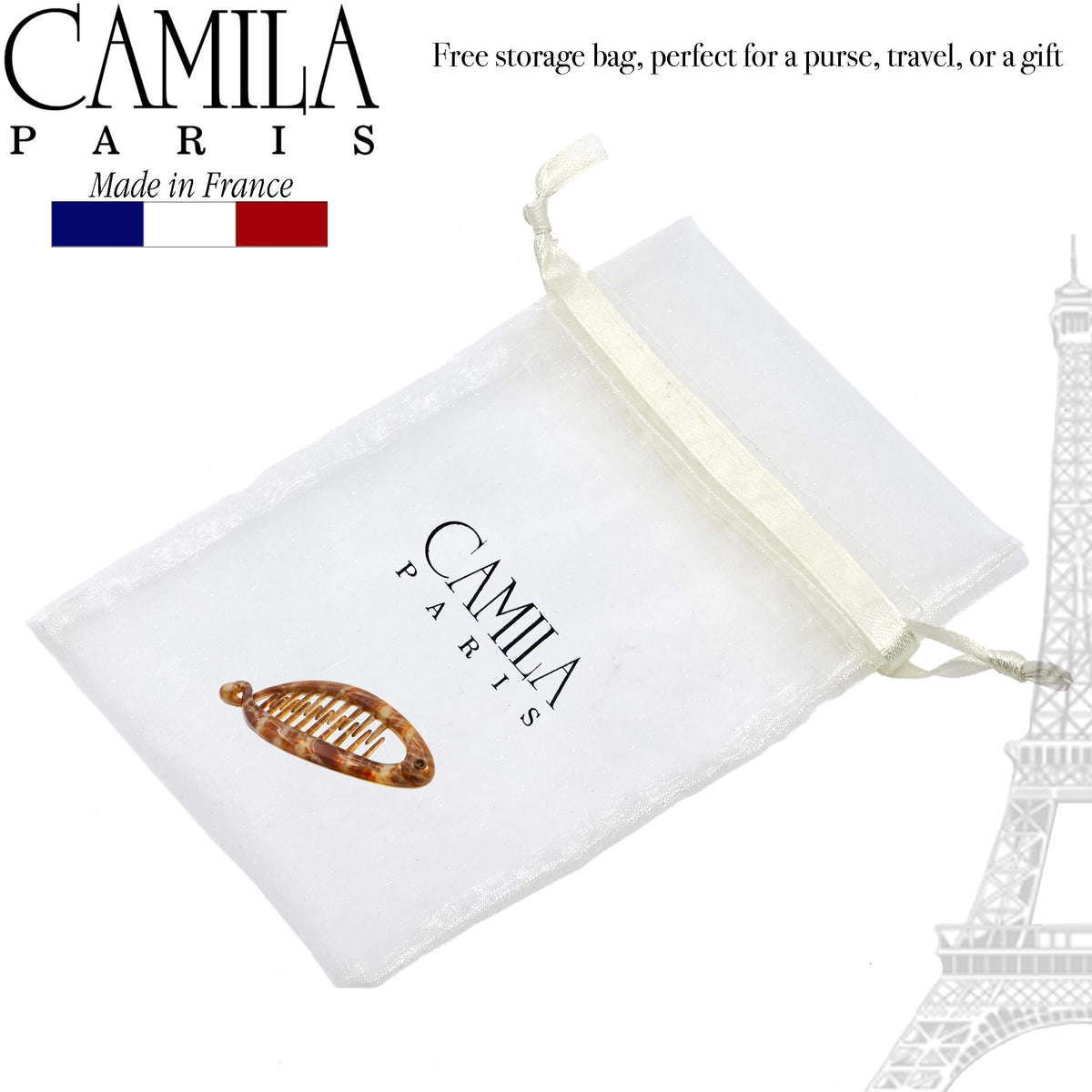 Camila Paris used to create a French twist updo for neat, polished styling