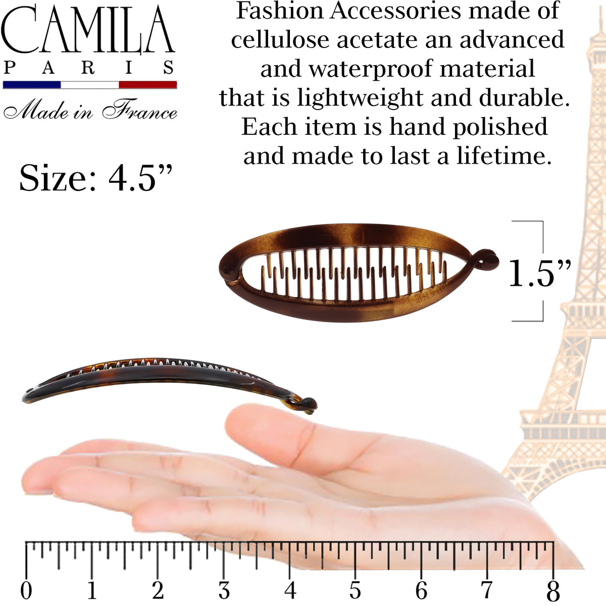 Camila Paris CP5 worn in a French twist showing fast styling and polished appearance