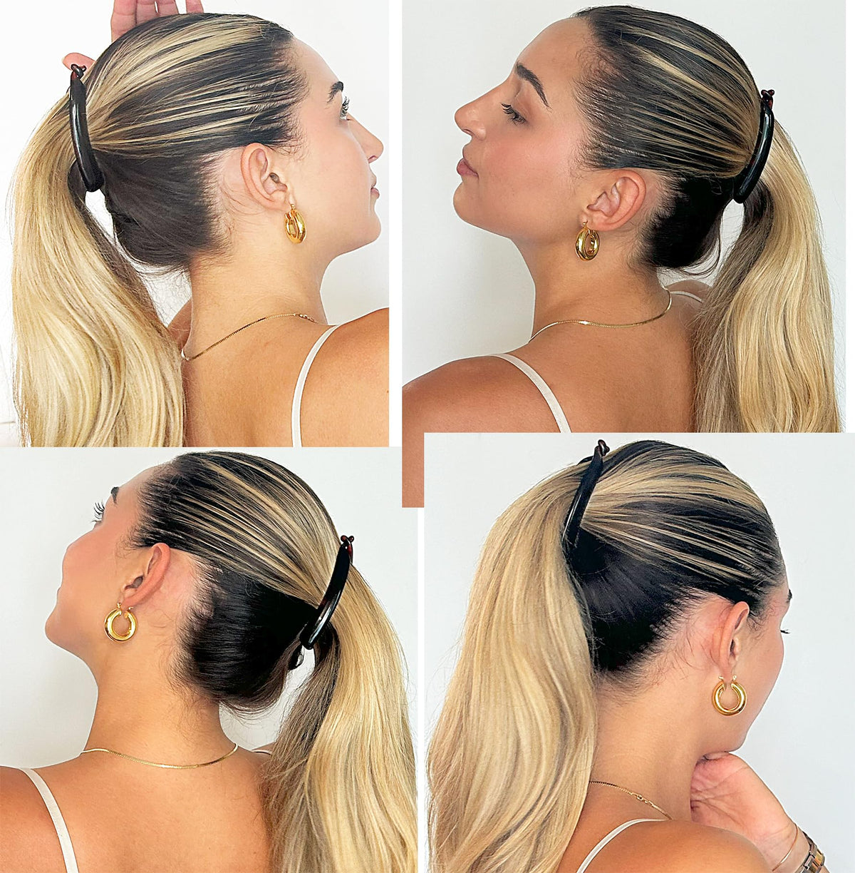 Camila Paris side profile of NV133 clip demonstrating curve and sturdy clasp