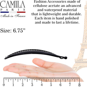 Camila Paris clip in hand illustrating 6.75-inch scale and easy handling