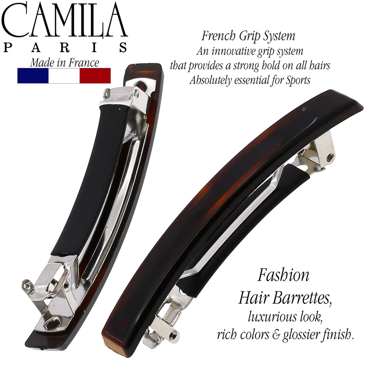 Camila Paris barrette next to ruler shows 2.5-inch size for small updos