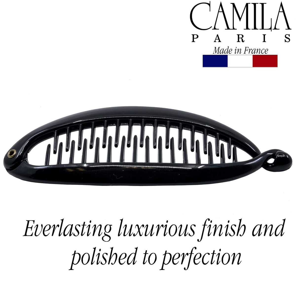 Camila Paris rear view of interlocking mechanism for balanced, damage-free hold