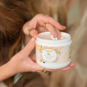 Camille Beckman cream texture close-up highlighting glycerin-rich smoothness