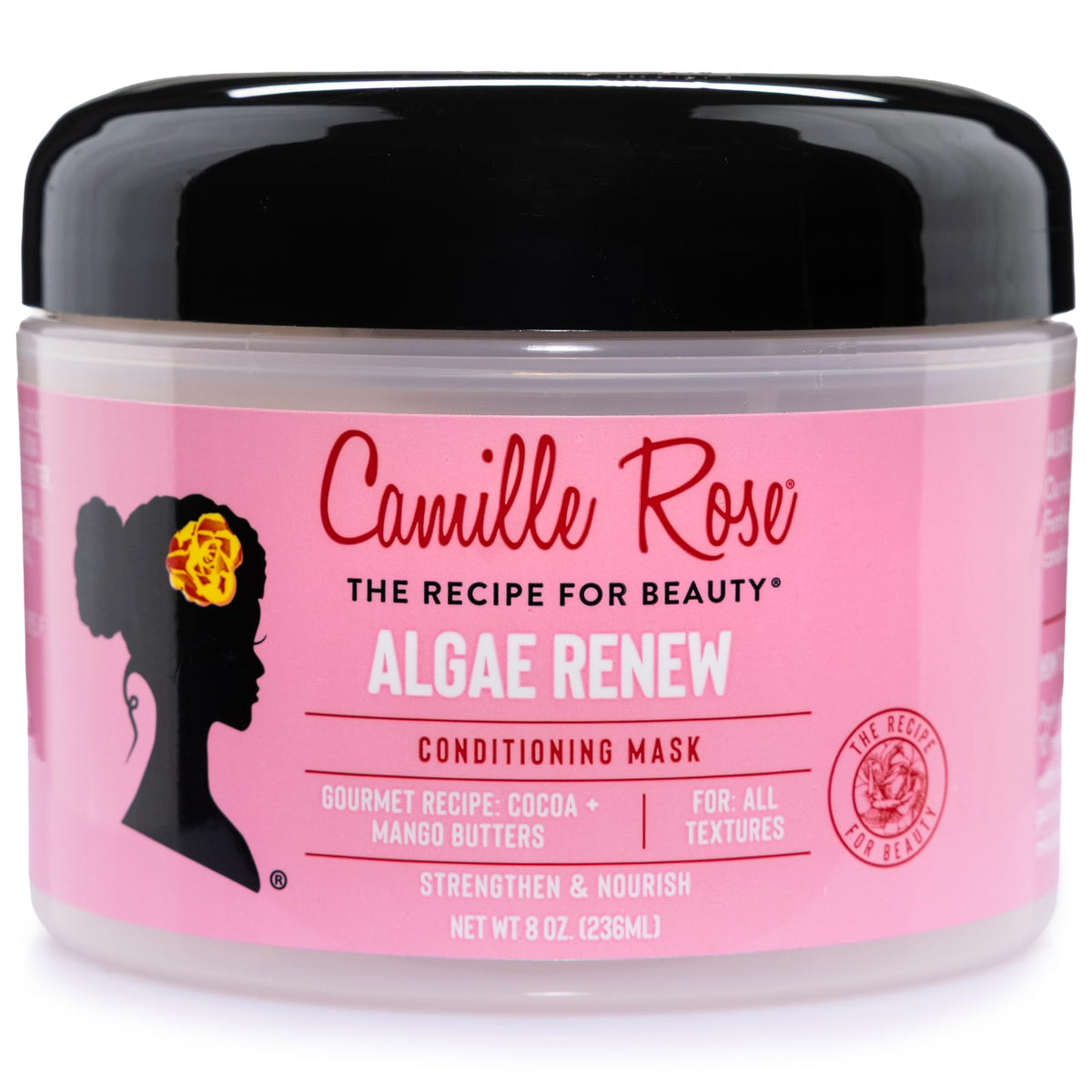 Camille Rose on bathroom shelf styled for everyday hair care