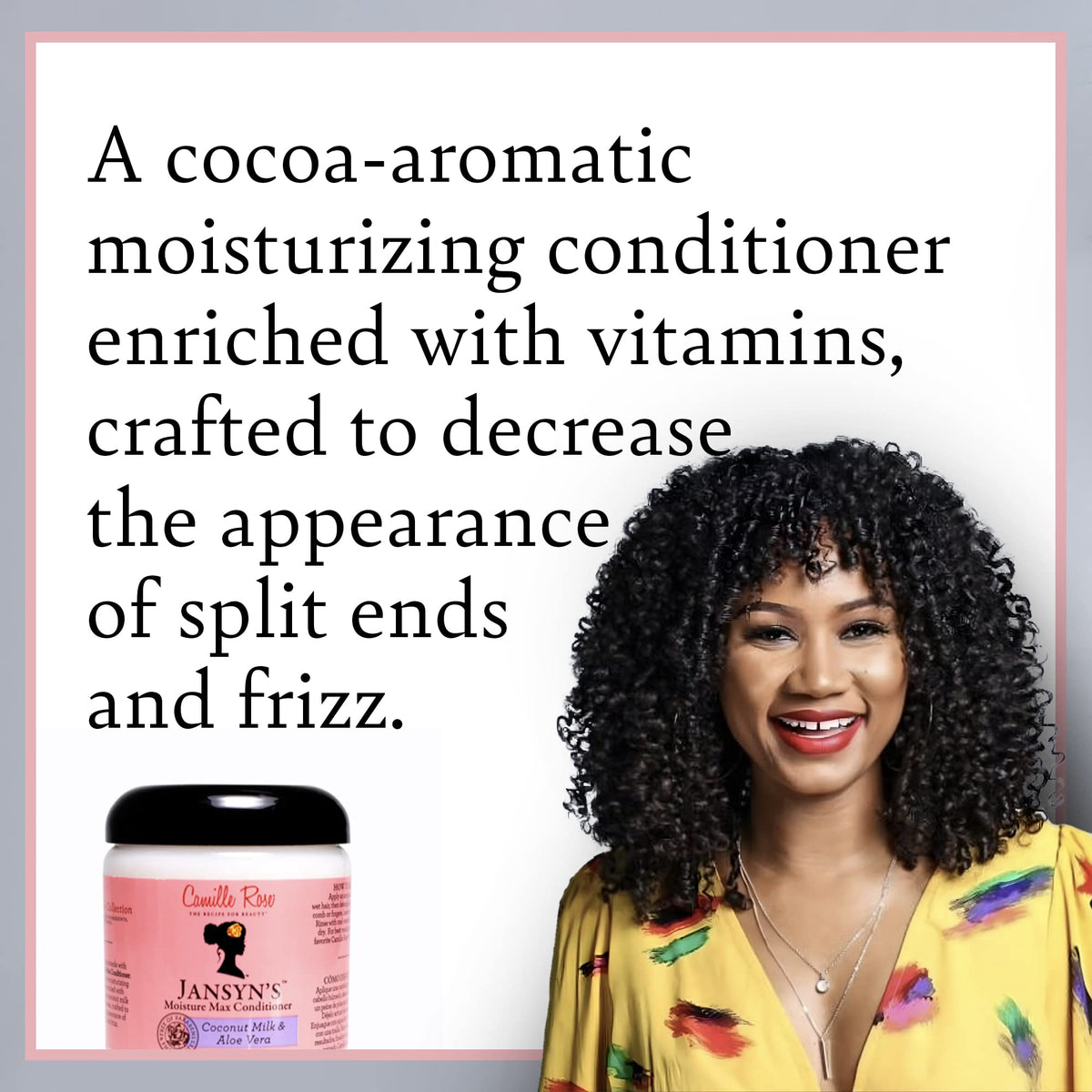 Camille Rose creamy conditioner texture close-up illustrating rich slip and moisture