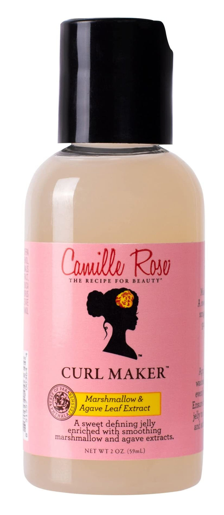 Camille Rose Curl Maker front container showing label and travel-size convenience