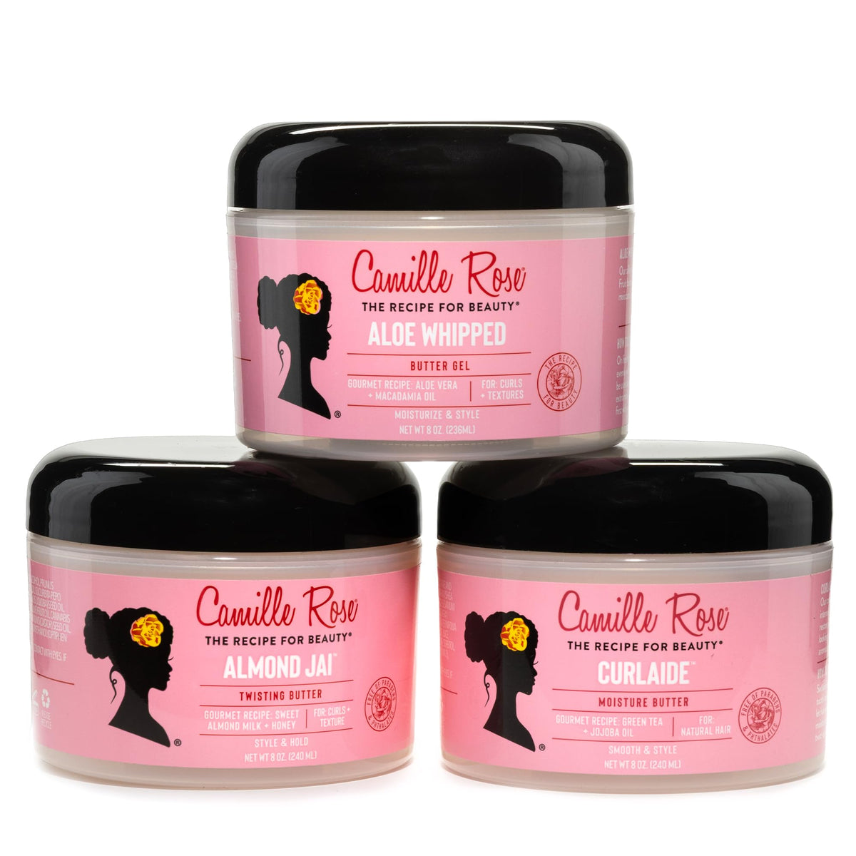 Camille Rose Curlaide applied to curls demonstrating moisturized definition and reduced frizz