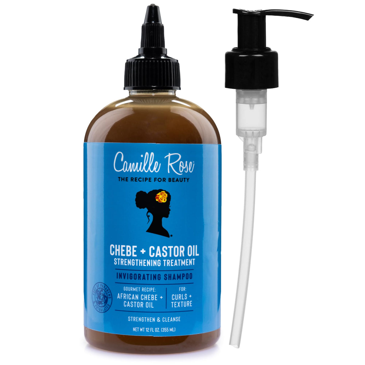 Camille Rose front bottle showing label and pump for easy dispensing and clarity