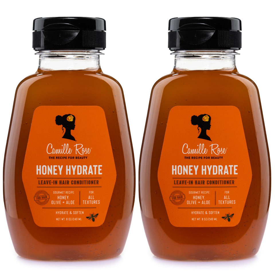 Camille Rose front packaging showing two bottles and benefits