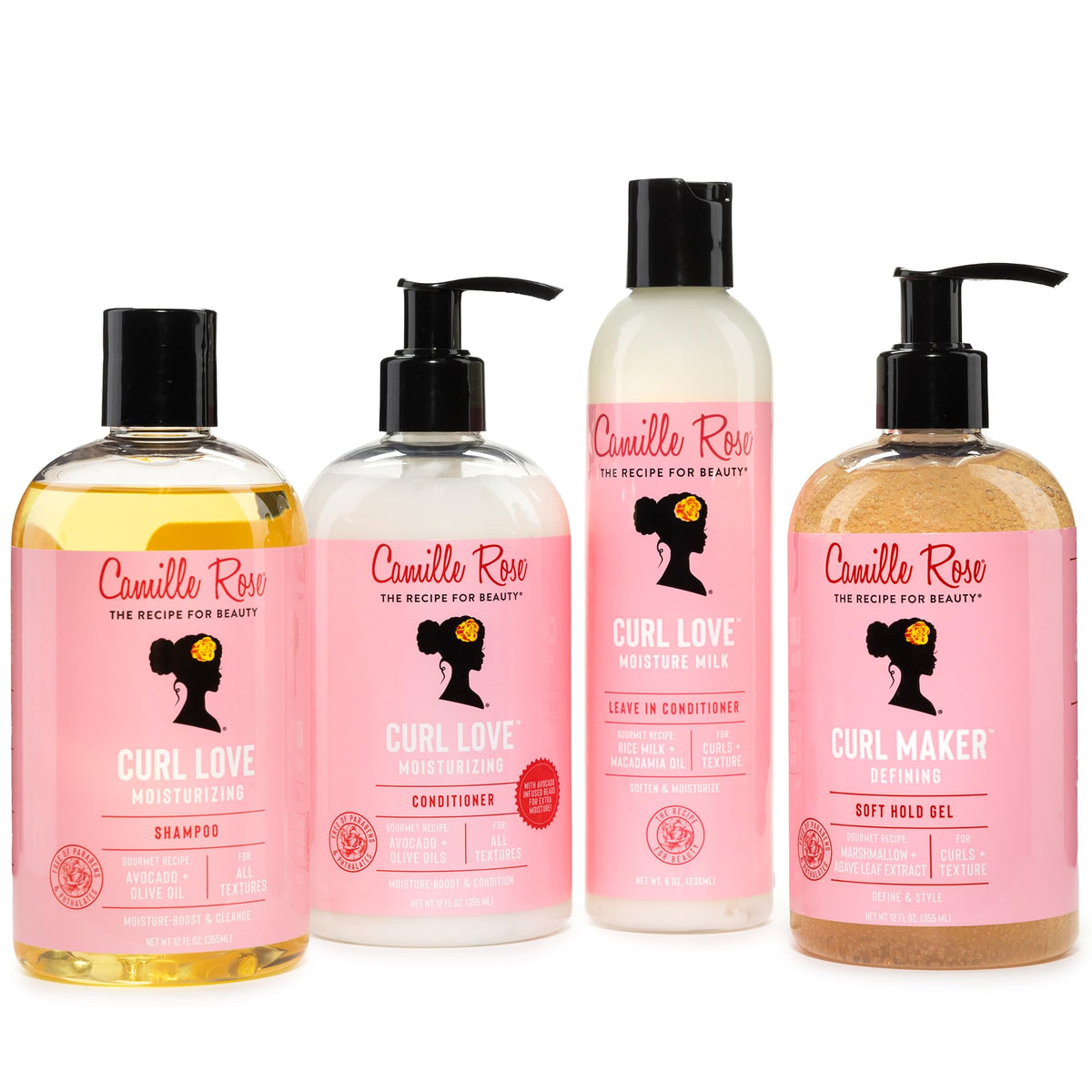 Camille Rose set placed on bathroom shelf for everyday styling routine