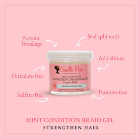 Applying Camille Rose gel to roots demonstrating neat parts and frizz control