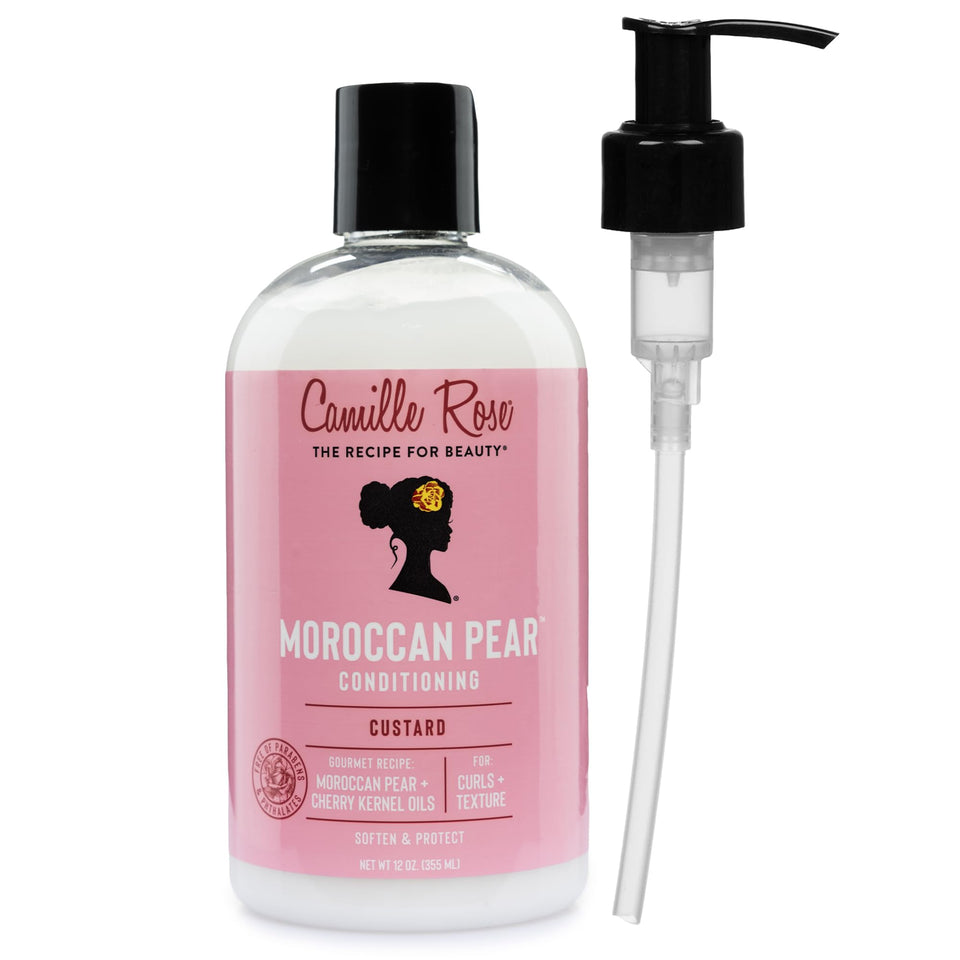Camille Rose front packaging showing 12 oz bottle and pump for easy dispensing
