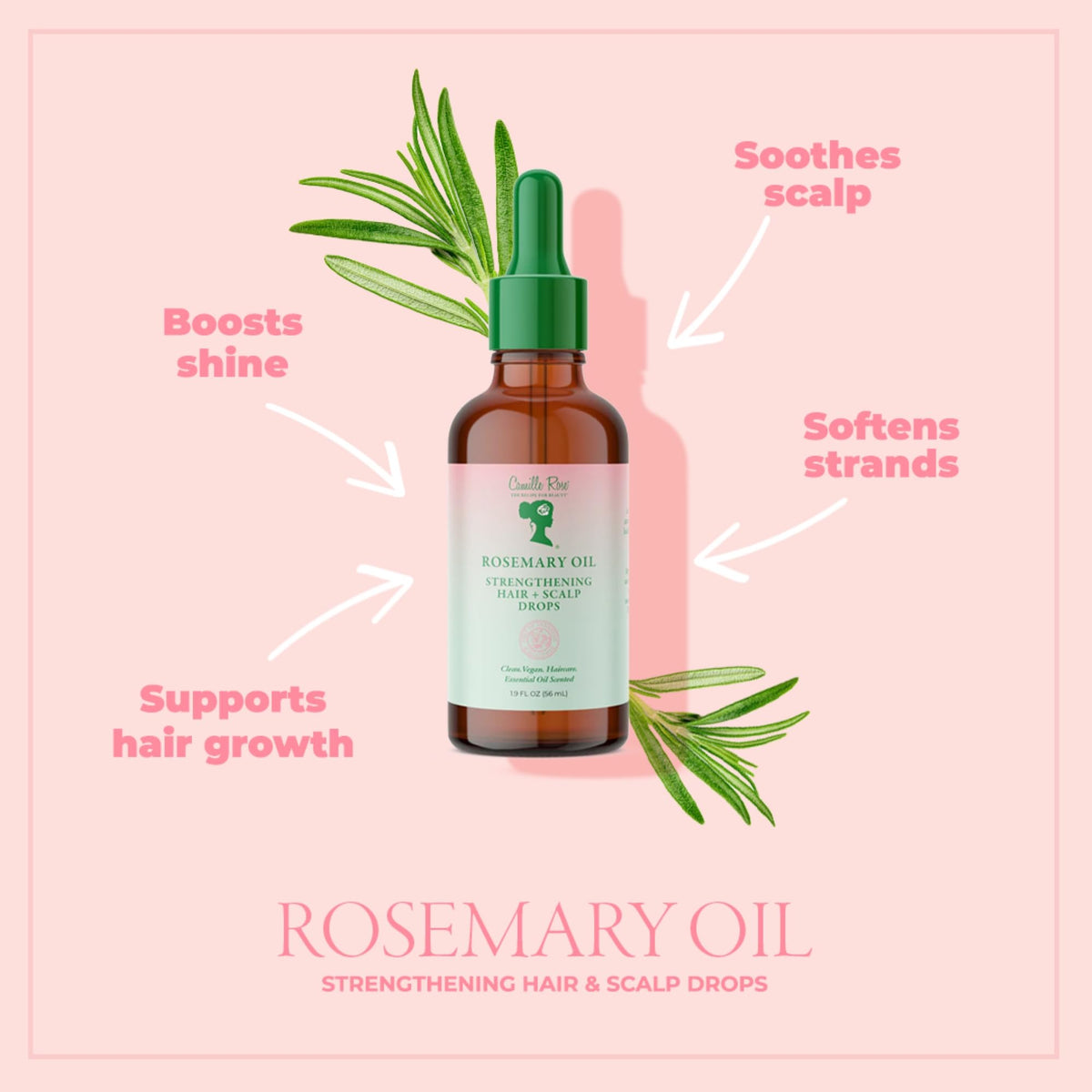 Camille Rose oil texture close-up highlighting lightweight absorption benefit