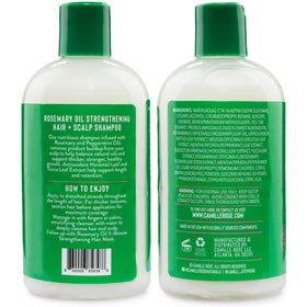 Camille Rose label close-up highlighting rosemary and botanical ingredients benefits
