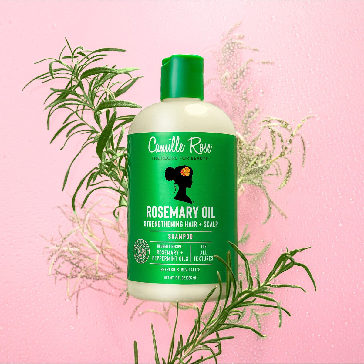 Camille Rose shampoo lather on textured hair demonstrating gentle clarifying benefit