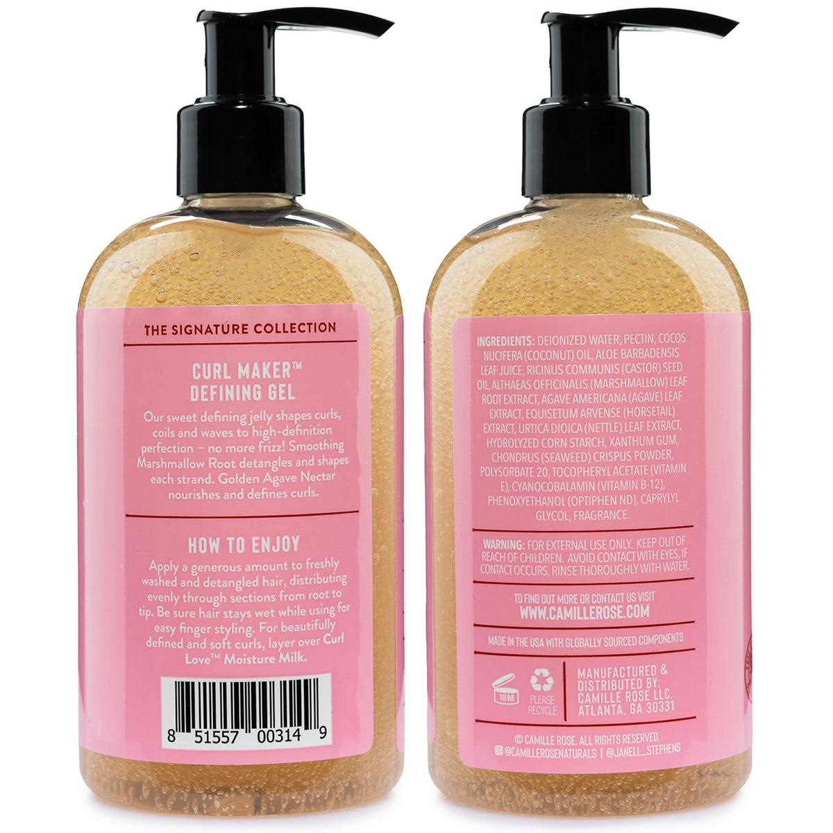 Camille Rose close-up gel texture highlighting moisturizing sheen and slip