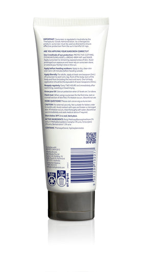 Cancer Council sunscreen texture on hand demonstrating quick-absorbing matte finish benefit