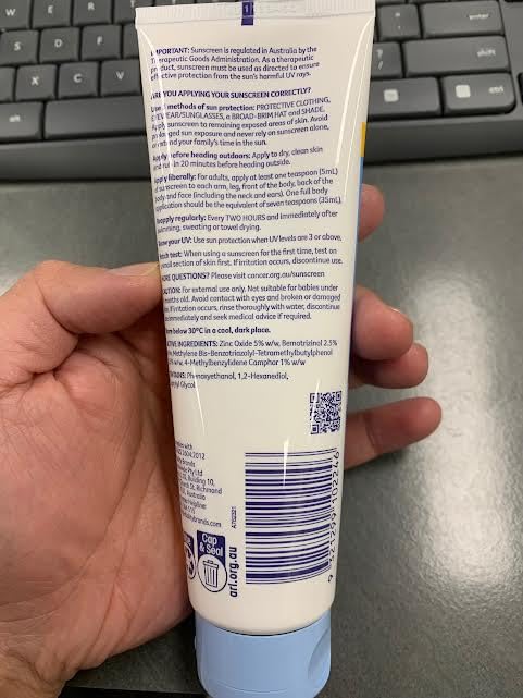Cancer Council sunscreen in use applied to arm offering visible coverage and soothing benefit