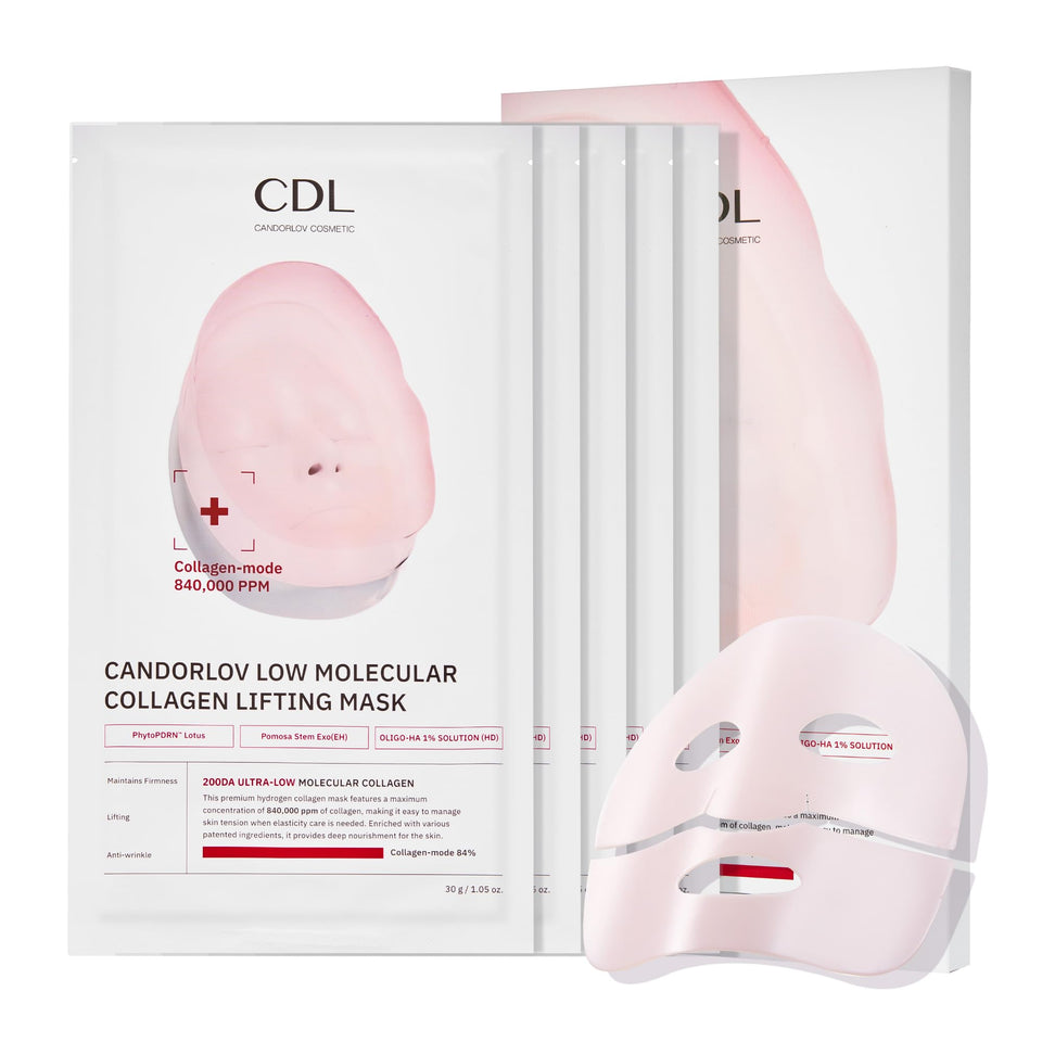 CANDORLOV front packaging showing five collagen hydrogel sheets and benefits