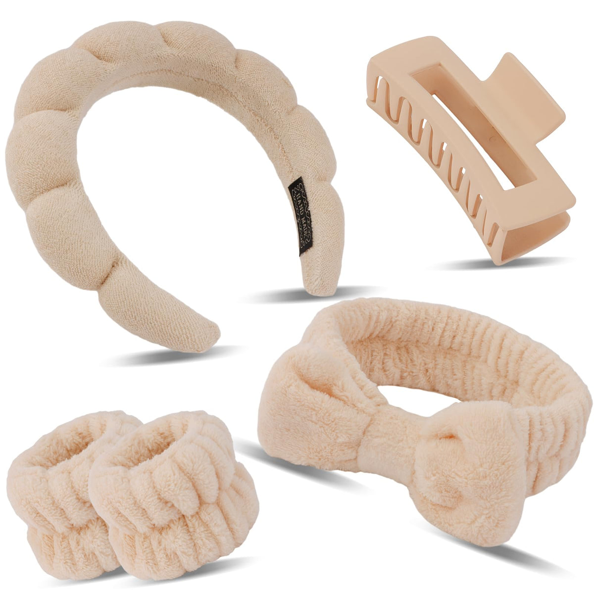 Canitor front view of packaged spa headband set, shows complete kit benefits