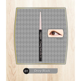 CANMAKE creamy touch liner applied on an eyelid demonstrating smooth glossy black finish