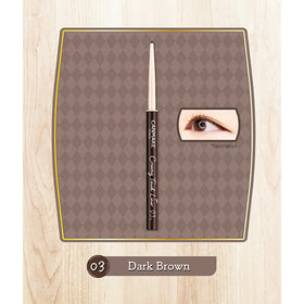 CANMAKE dark brown swatch on skin showing smooth cream-to-gel finish