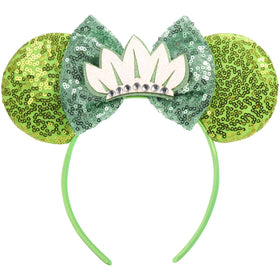 CANMIL frog-green front view showing sequin ears and bow for instant sparkle