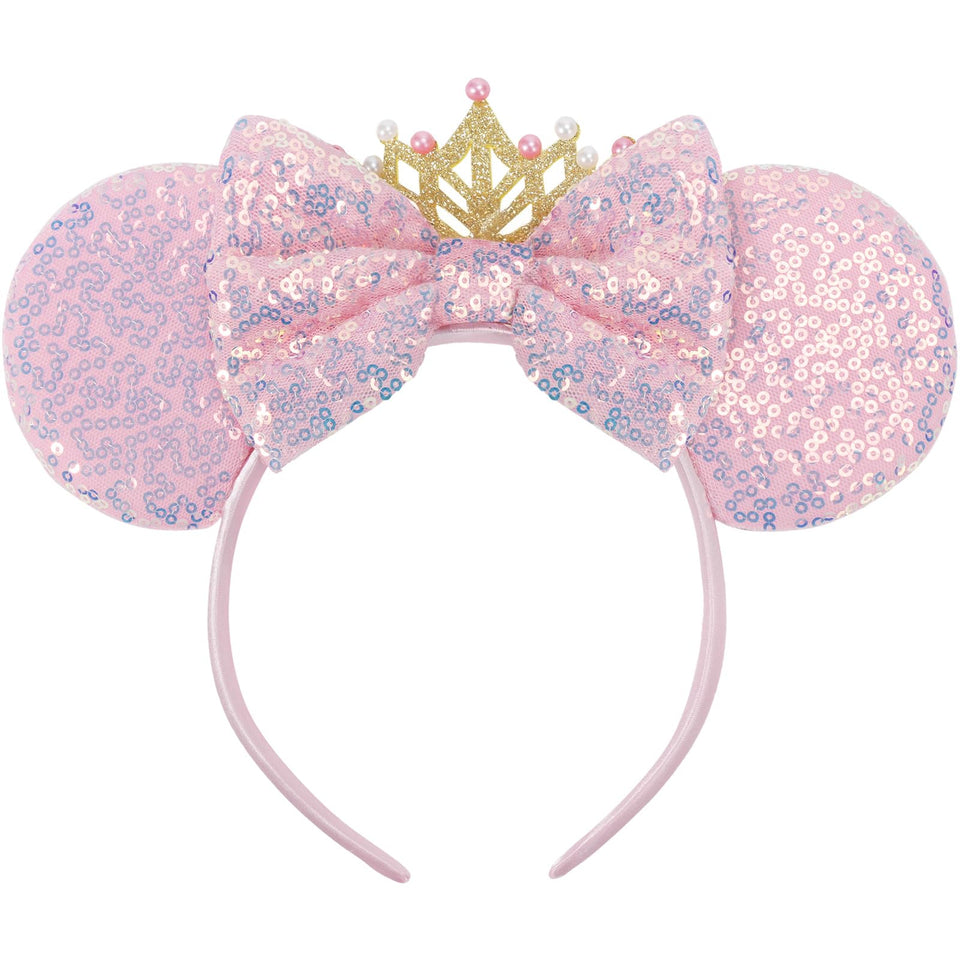 CANMIL front view showing pink sequin ears and bow for instant sparkle