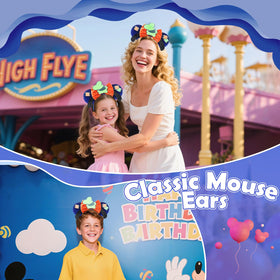 CANMIL headband worn at theme park showing photogenic retro appeal