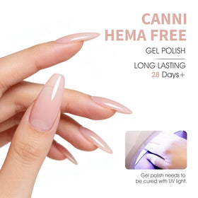 CANNI polished nails on model demonstrating glossy long-lasting finish