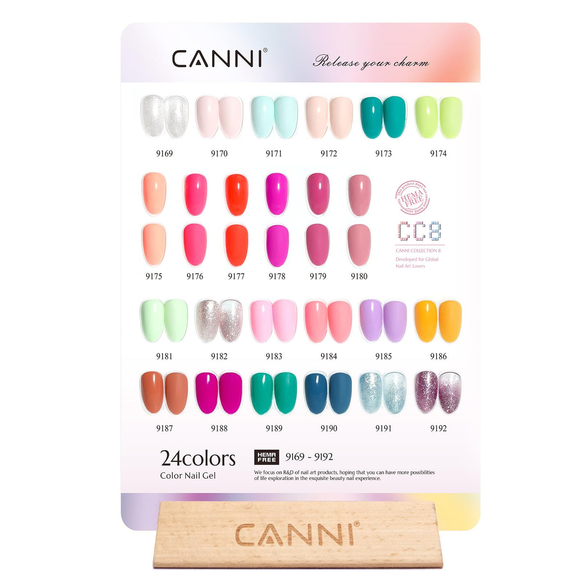 CANNI bottle close-up with 3D crystal label showing accurate shade identification benefit