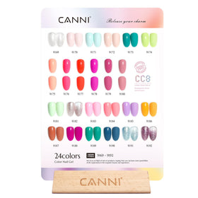 CANNI bottle close-up with 3D crystal label showing accurate shade identification benefit