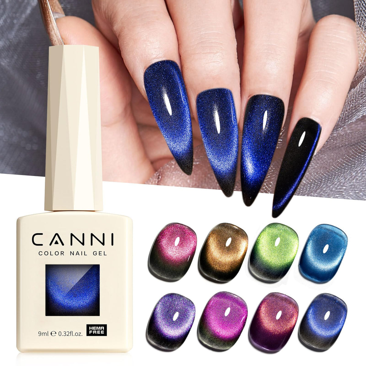 CANNI bottle lineup displaying rainbow shades for varied nail looks