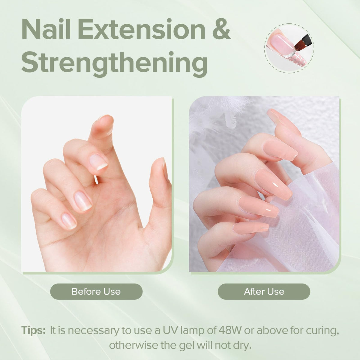 CANNI builder gel being applied on a nail form for easy sculpting