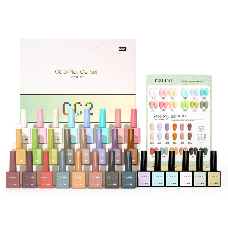 CANNI front packaging showing 30-piece gel polish set, clear view for buyers