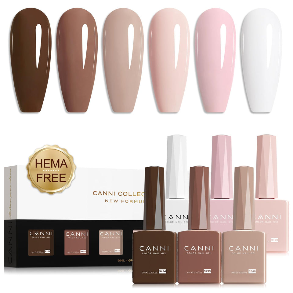 CANNI front packaging showing six nude-pink 9ml bottles and gift-ready box benefit: easy gifting