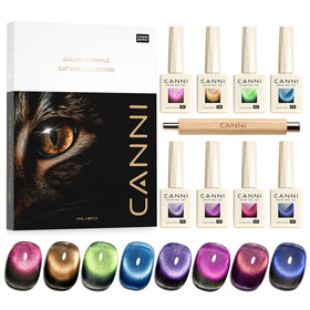 CANNI front packaging showing eight 9ml bottles and color range benefit