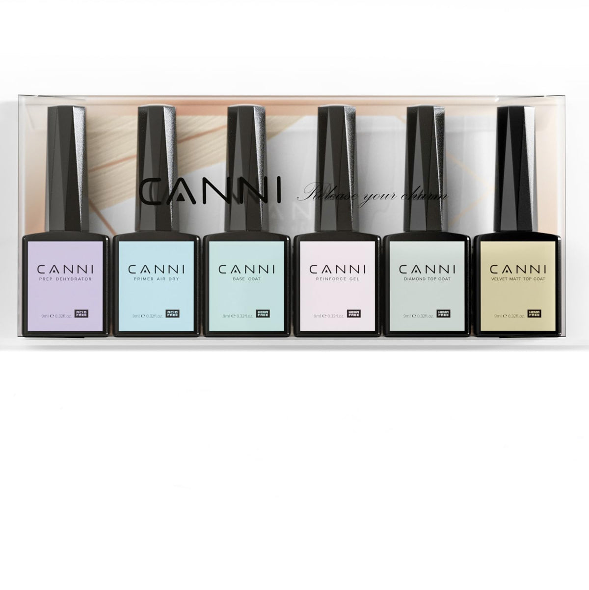 CANNI front packaging showing full 6-piece set and usable at-home manicure kit
