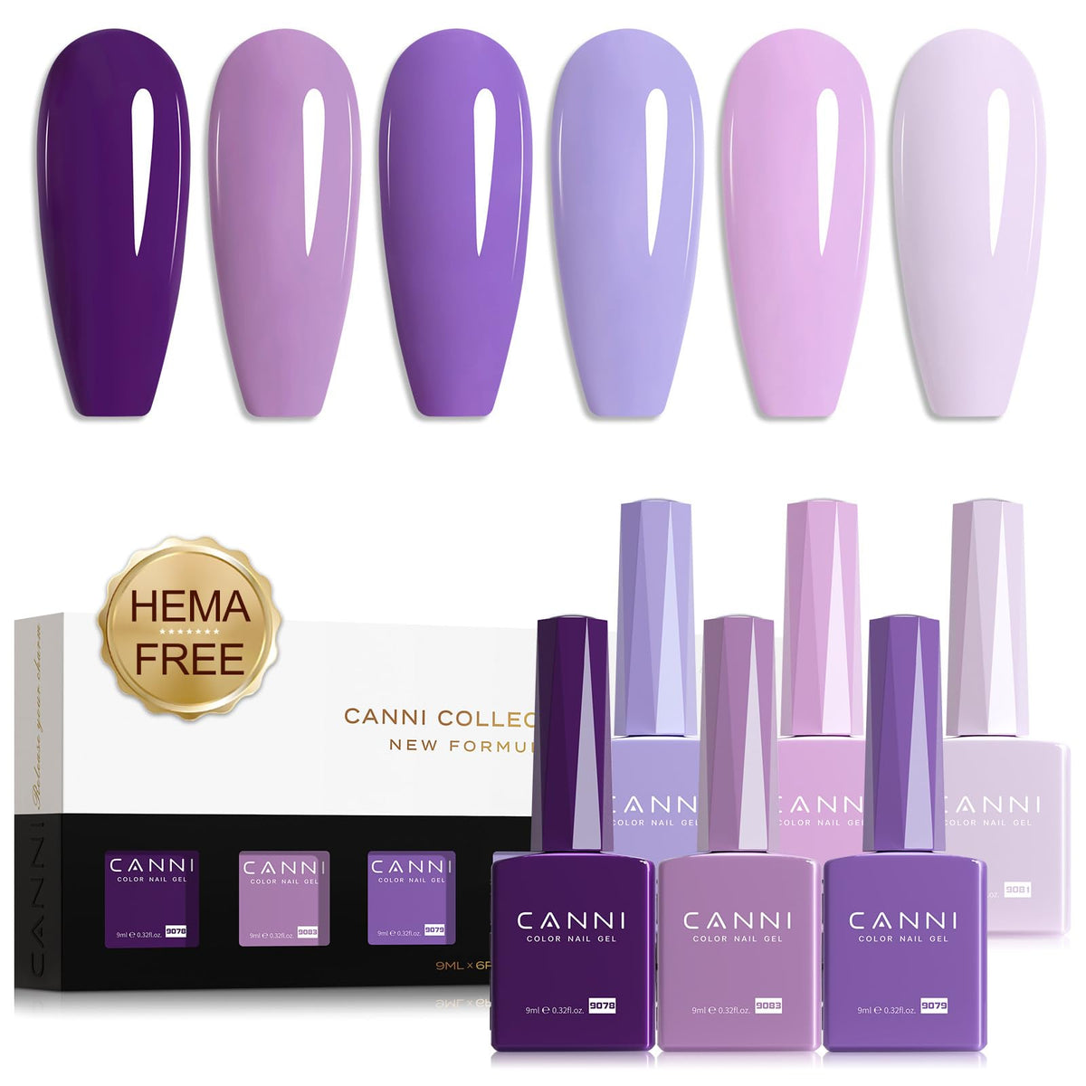 CANNI front packaging showing six purple gel bottles and gift-ready box for easy selection