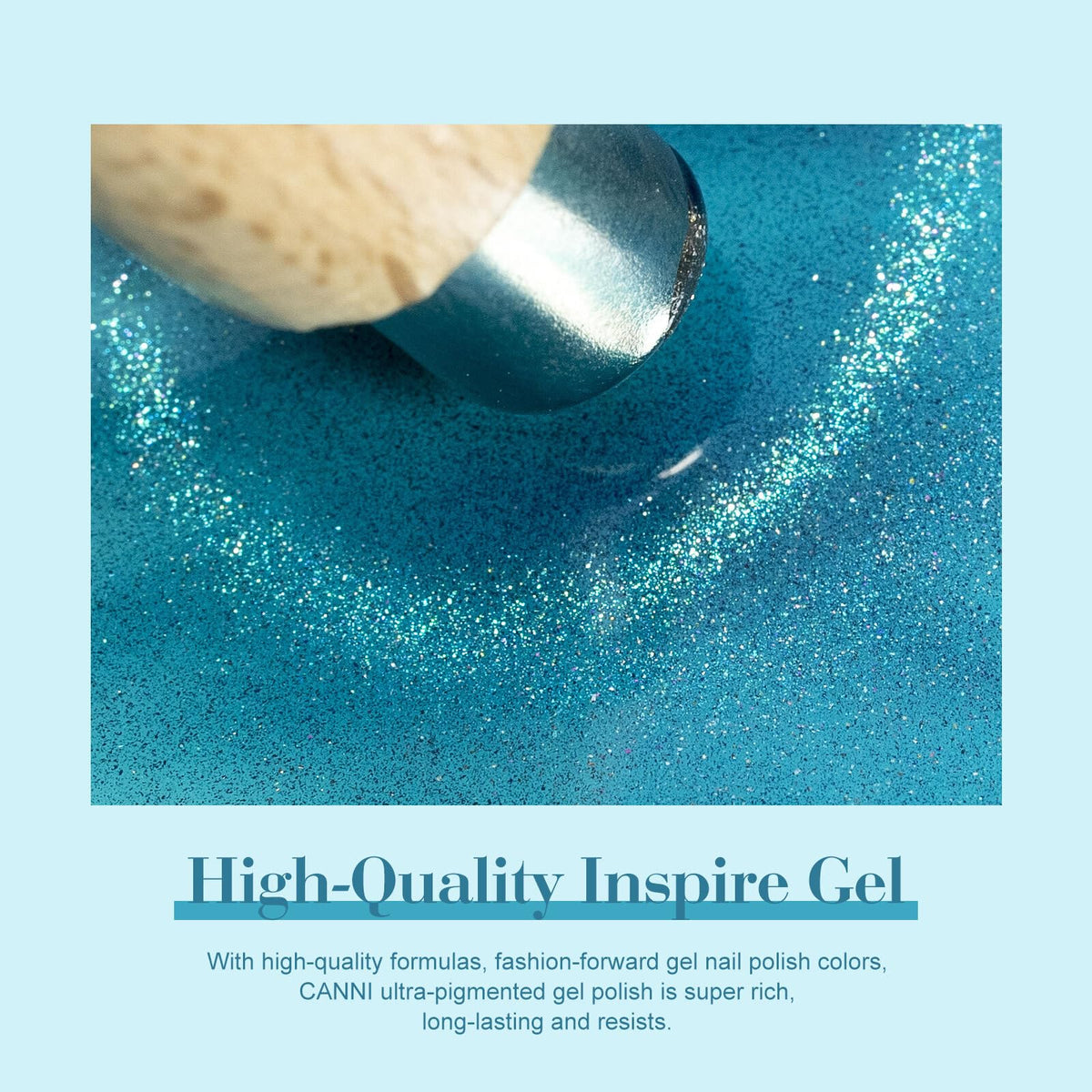 CANNI holographic bottle swatch reflecting rainbow sheen for eye-catching nails