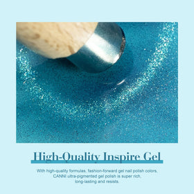 CANNI holographic bottle swatch reflecting rainbow sheen for eye-catching nails