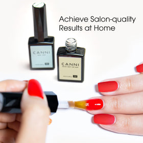 CANNI top coats applied during manicure, highlighting easy application benefit
