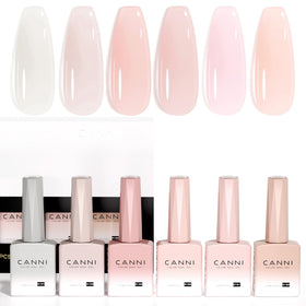 CANNI front packaging showing six jelly nude pink gel bottles for easy shade selection