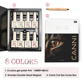 CANNI magnet held above nail demonstrating cat-eye effect, quick dramatic results benefit