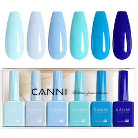 CANNI bottles lined up top view displaying color-matched packaging for quick selection